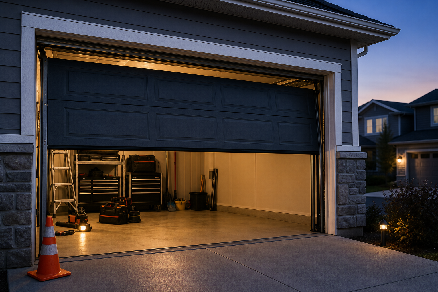 Urgent garage door repair scene