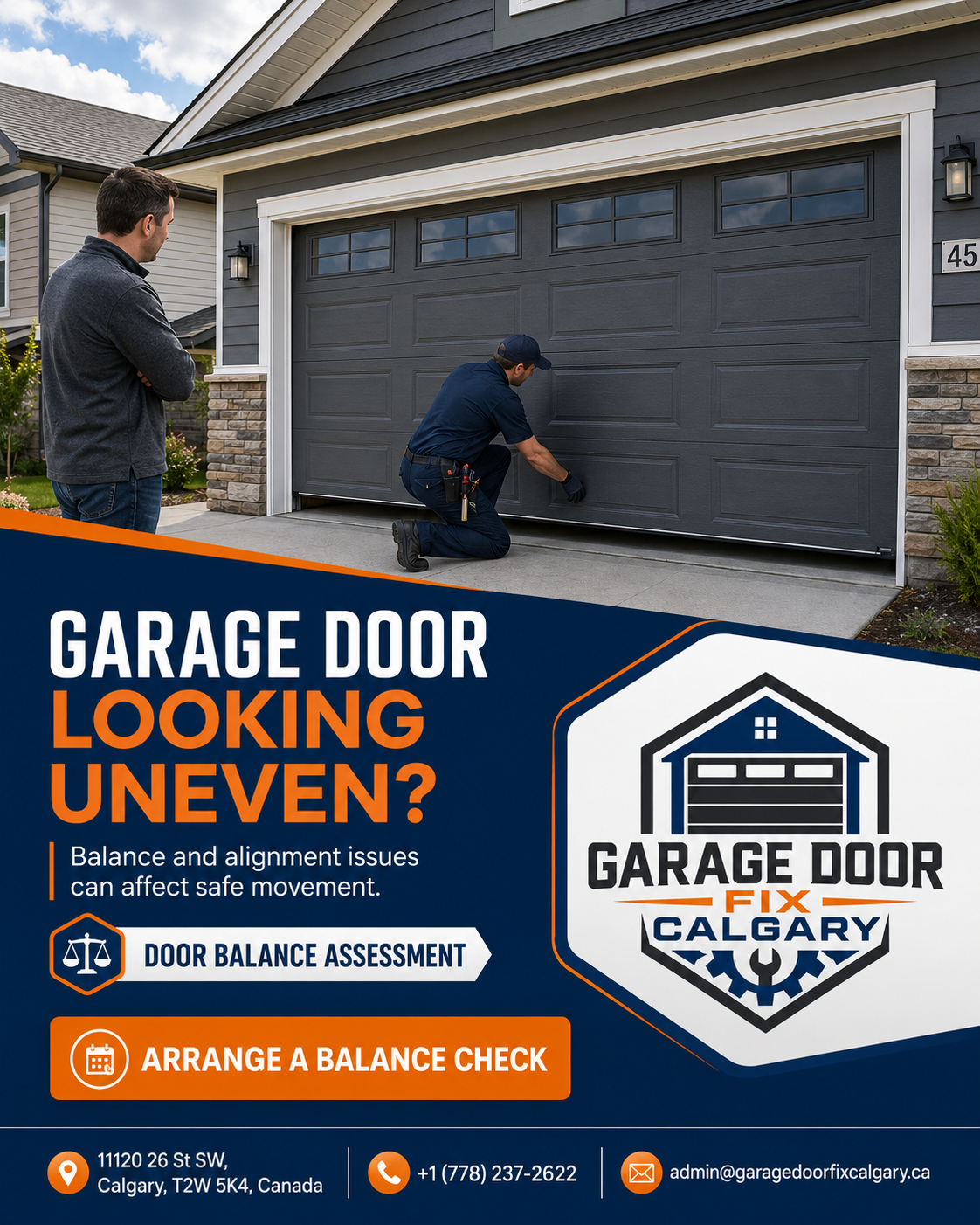 Garage Door Fix Calgary balance assessment for uneven garage door