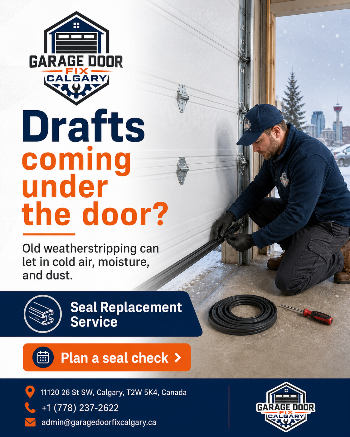Garage Door Fix Calgary replacing garage door bottom seal for drafts