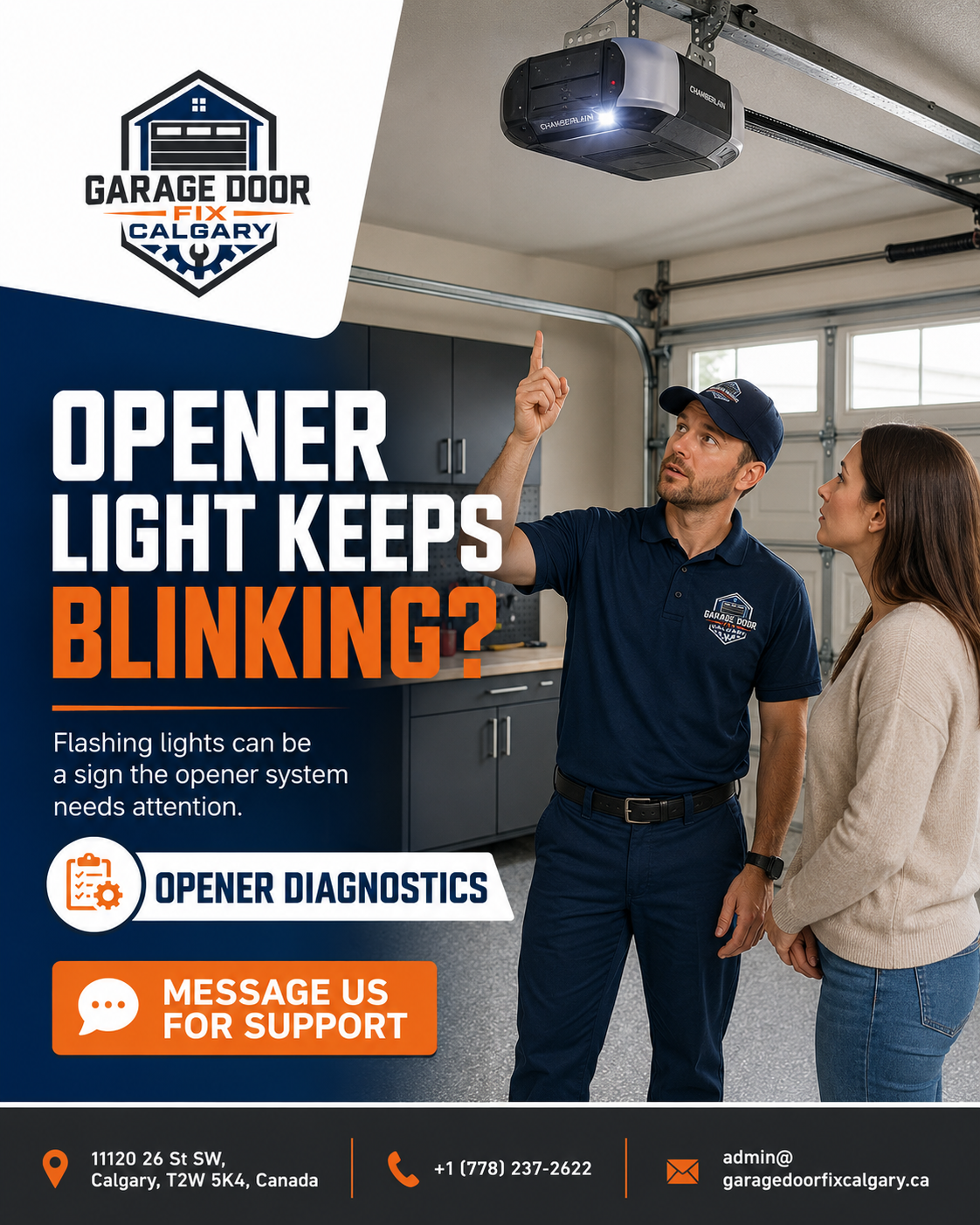 Garage Door Fix Calgary opener diagnostics for blinking opener light
