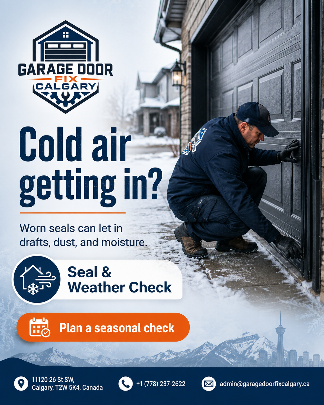 Garage Door Fix Calgary checking cold air around garage door weather seal